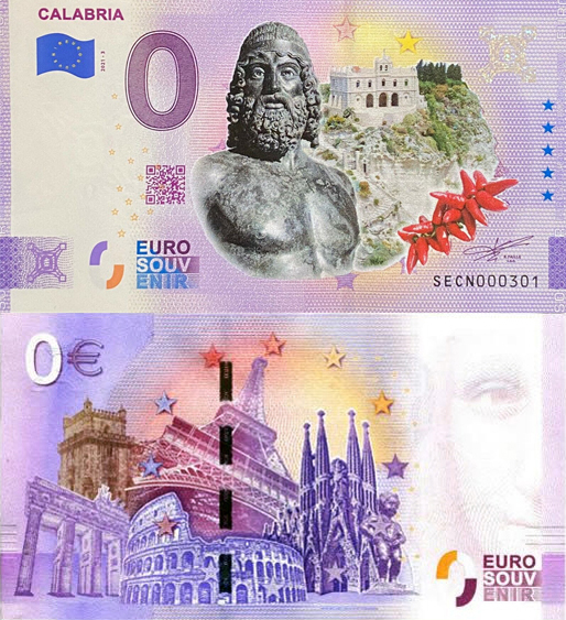 Banconota 0 Euro Calabria (COLORATA) -  Italia - 2021 