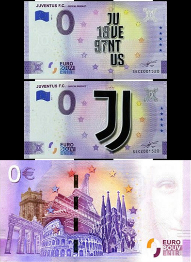 Banconota 0 Euro Juventus F.C. - Prodotto Ufficiale (COLORATA) -  Italia - 2021 