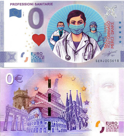 Banconota 0 Euro Professioni Sanitarie (COLORATA) -  Italia - 2021 