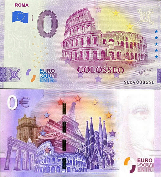 Banconota 0 Euro Roma - Colosseo -  Italia - 2023 