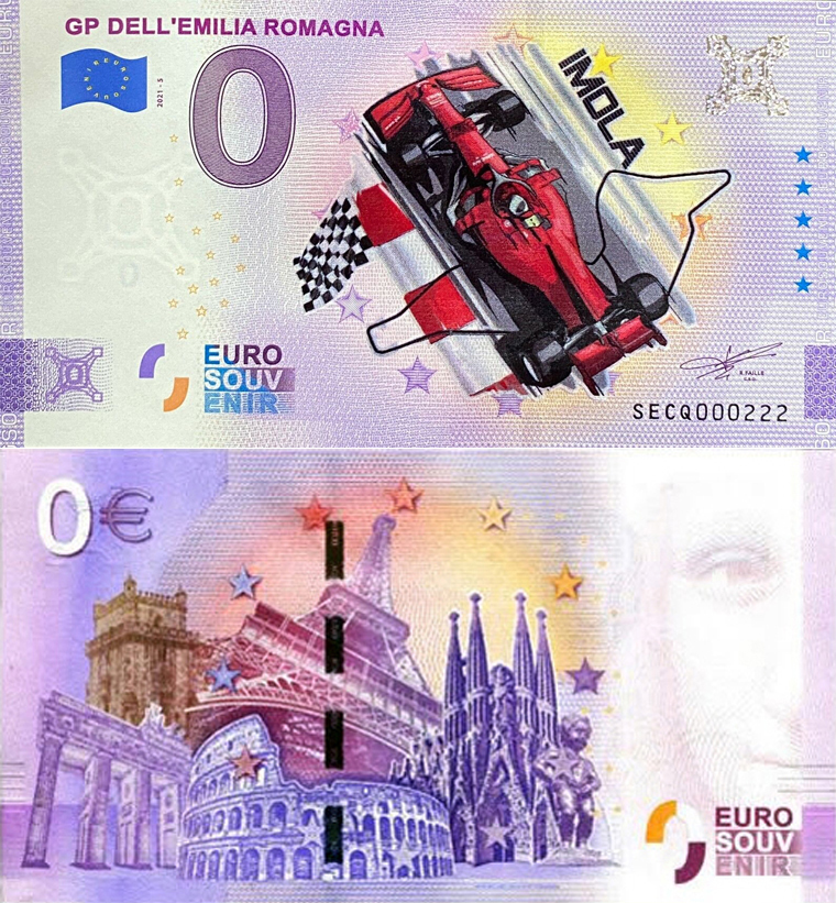 Banconota 0 Euro GP dell'Emilia Romagna - Imola (COLORATA) -  Italia - 2021 