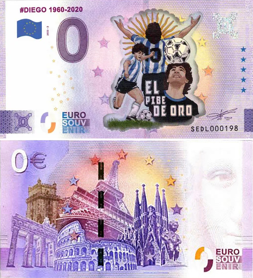 Banconota 0 Euro #Diego 1960-2020 (COLORATA) -  Italia - 2022 