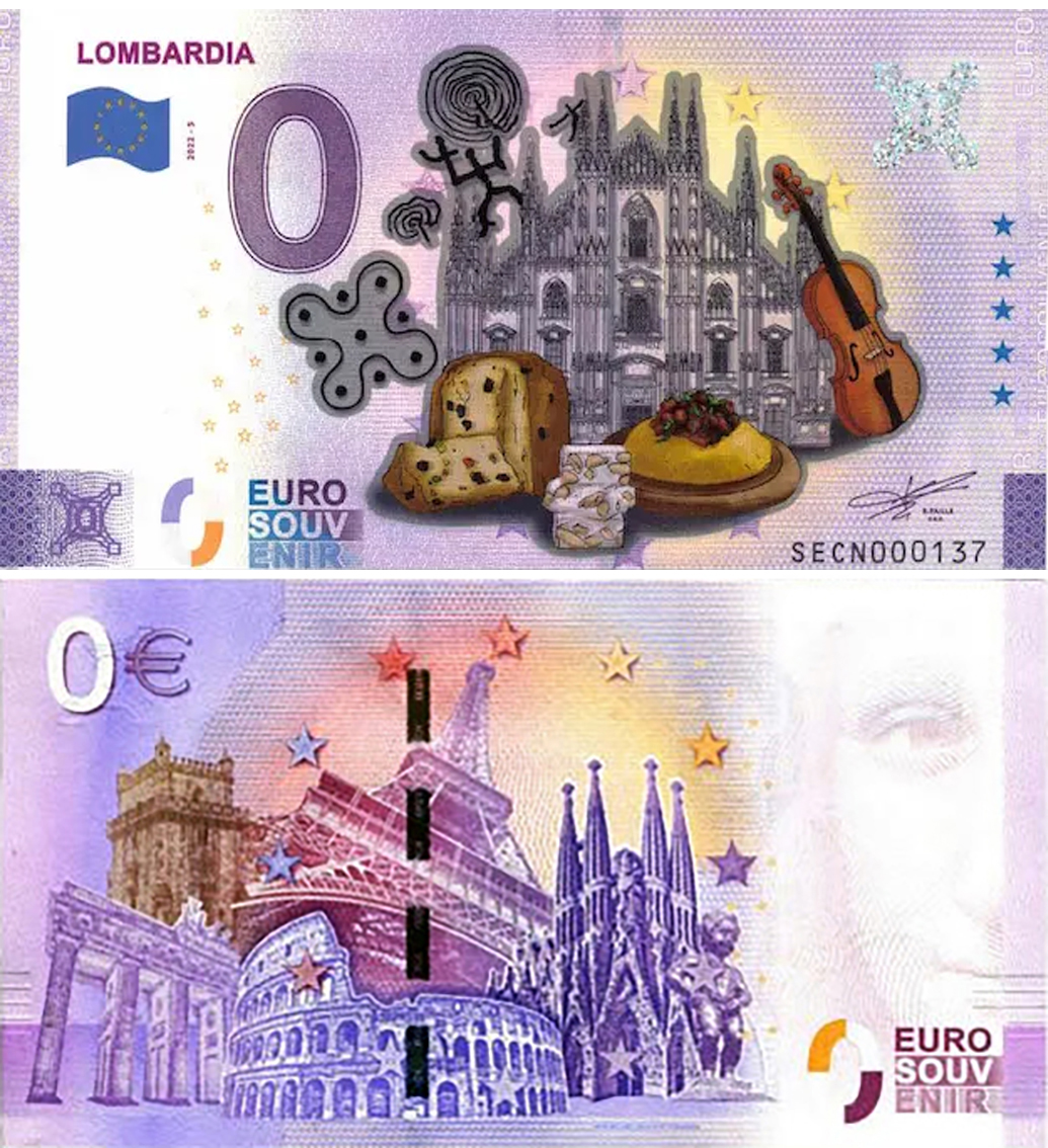 Banconota 0 Euro Lombardia (COLORATA) -  Italia - 2022 