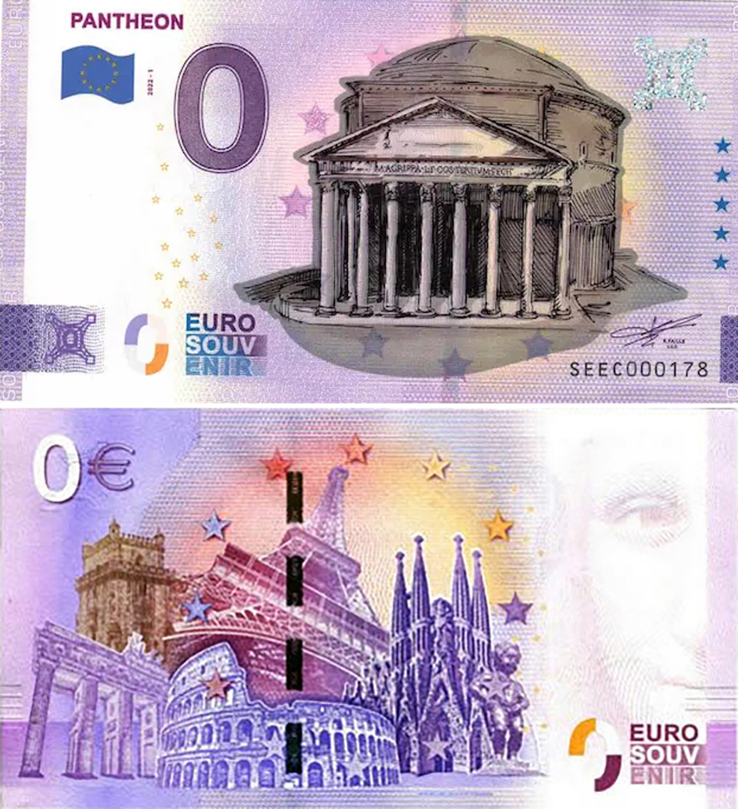 Banconota 0 Euro Pantheon (COLORATA) -  Italia - 2022 