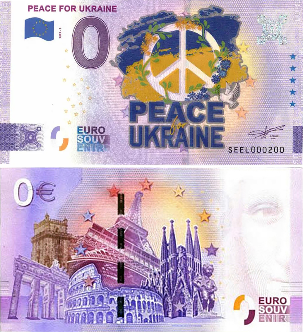 Banconota 0 Euro Peace for Ukraine (COLORATA) -  Italia - 2022 