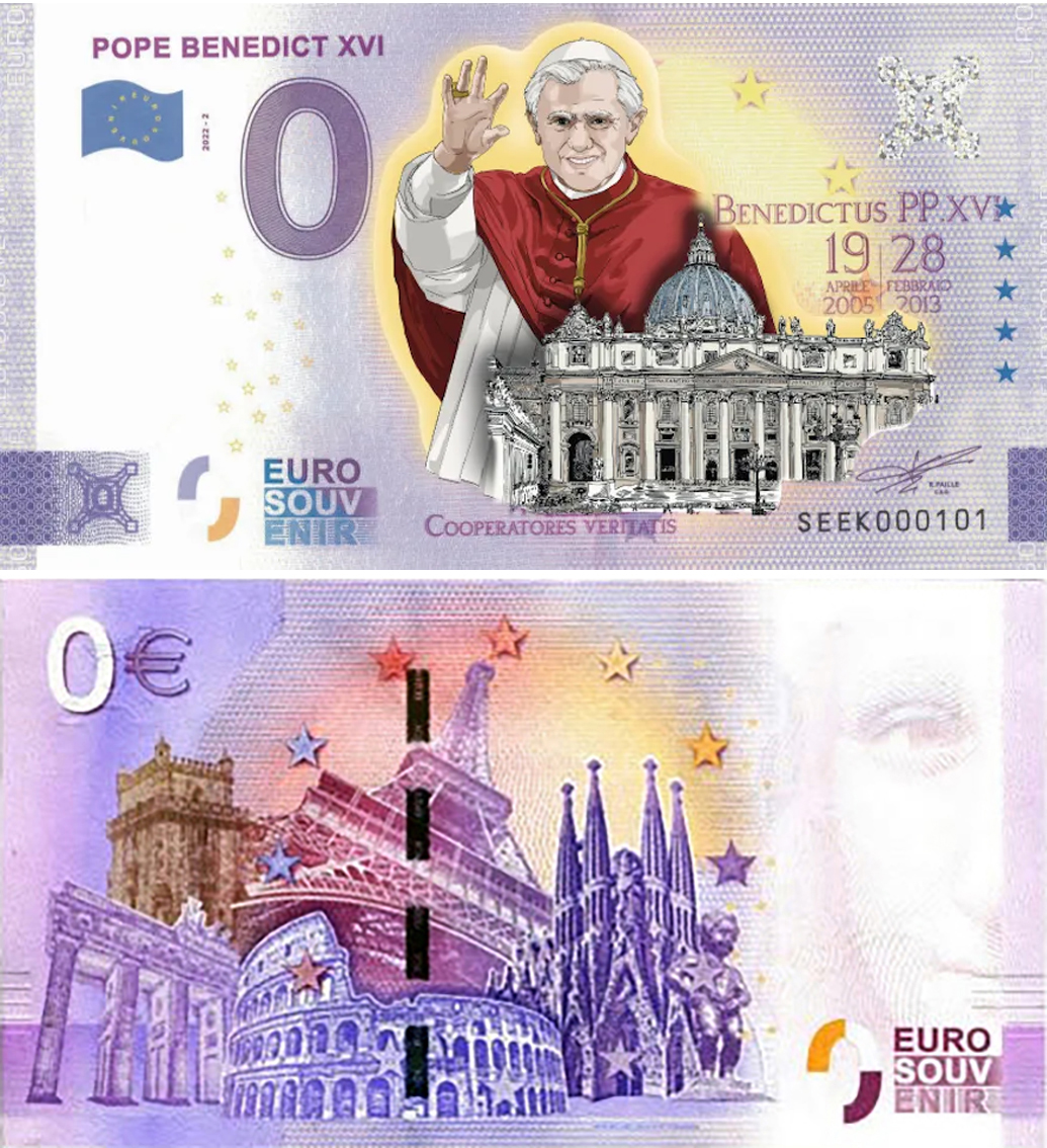 Banconota 0 Euro Pope Benedict XVI (COLORATA) -  Italia - 2022 