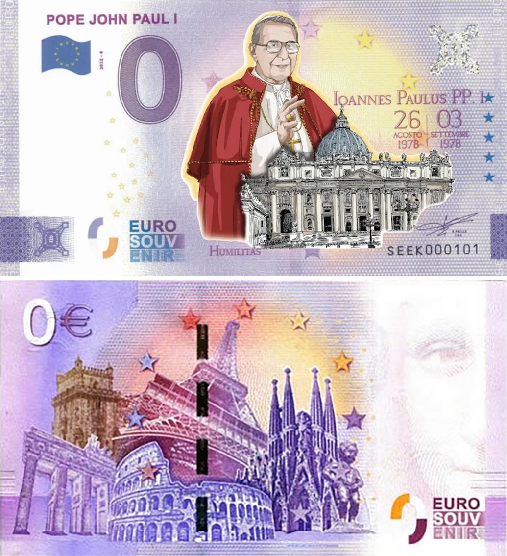 Banconota 0 Euro Pope John Paul I (COLORATA) -  Italia - 2022 
