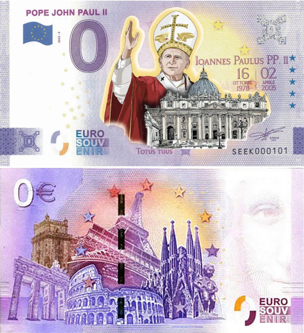 Banconota 0 Euro Pope John Paul II -  Italia - 2022 