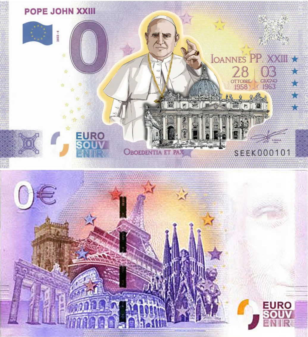 Banconota 0 Euro Pope John XXIII (COLORATA) -  Italia - 2022 
