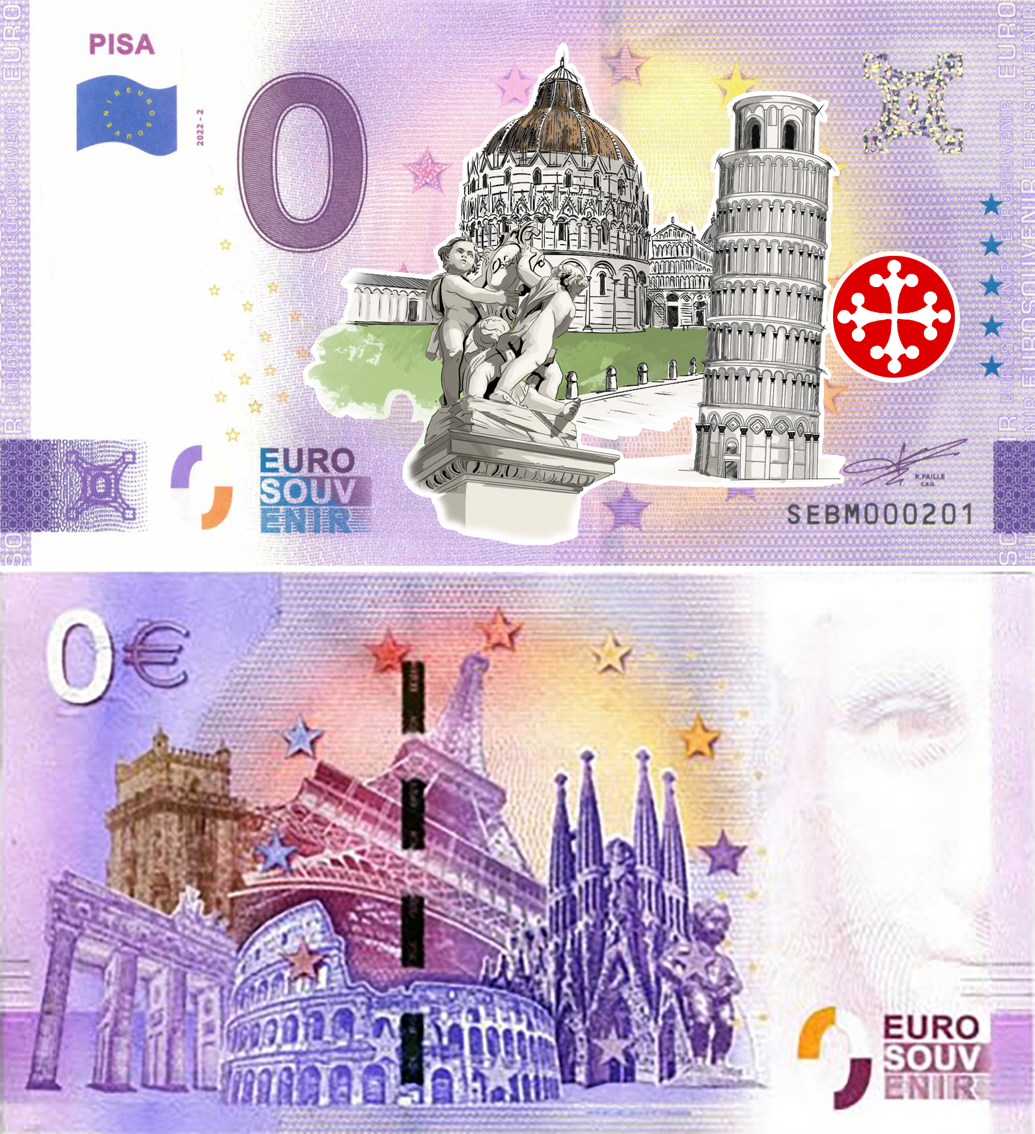 Banconota 0 Euro Pisa (COLORATA) -  Italia - 2022 