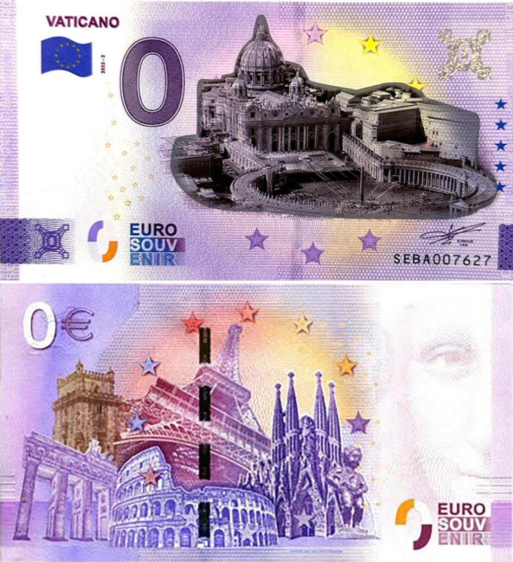 Banconota 0 Euro Vaticano - Vista Aerea (COLORATA) -  Italia - 2022 