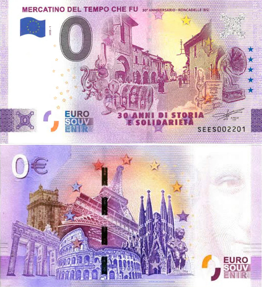 Banconota 0 Euro Mercatino del Tempo che fu "30° Anniversario Roncadelle (BS)" -  Italia - 2023 