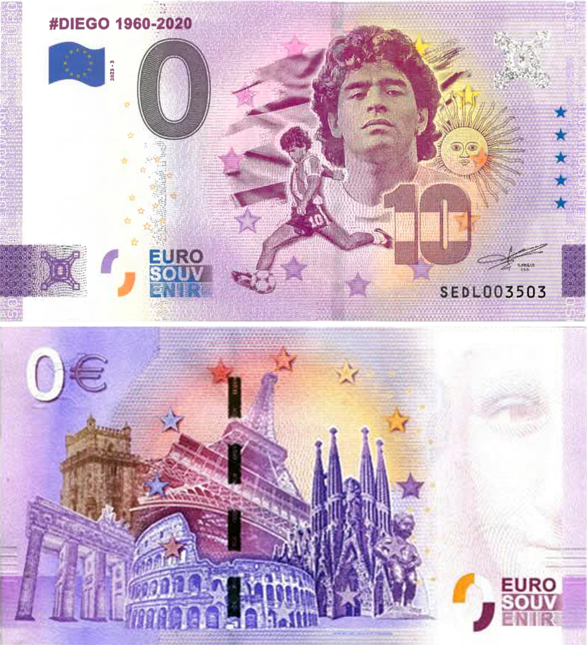 Banconota 0 Euro #Diego 1960-2020 -  Italia - 2023 