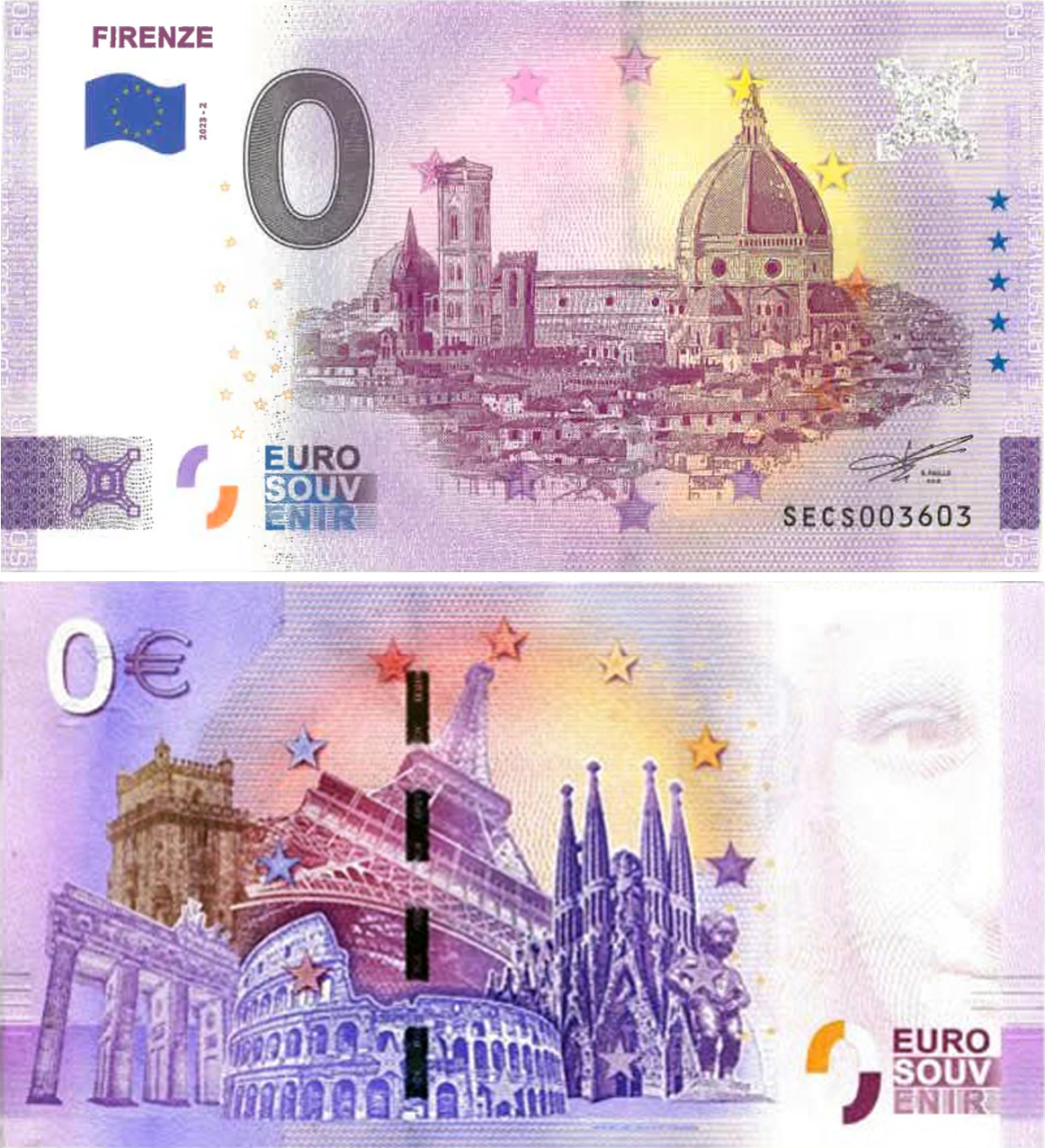 Banconota 0 Euro Firenze -  Italia - 2023 