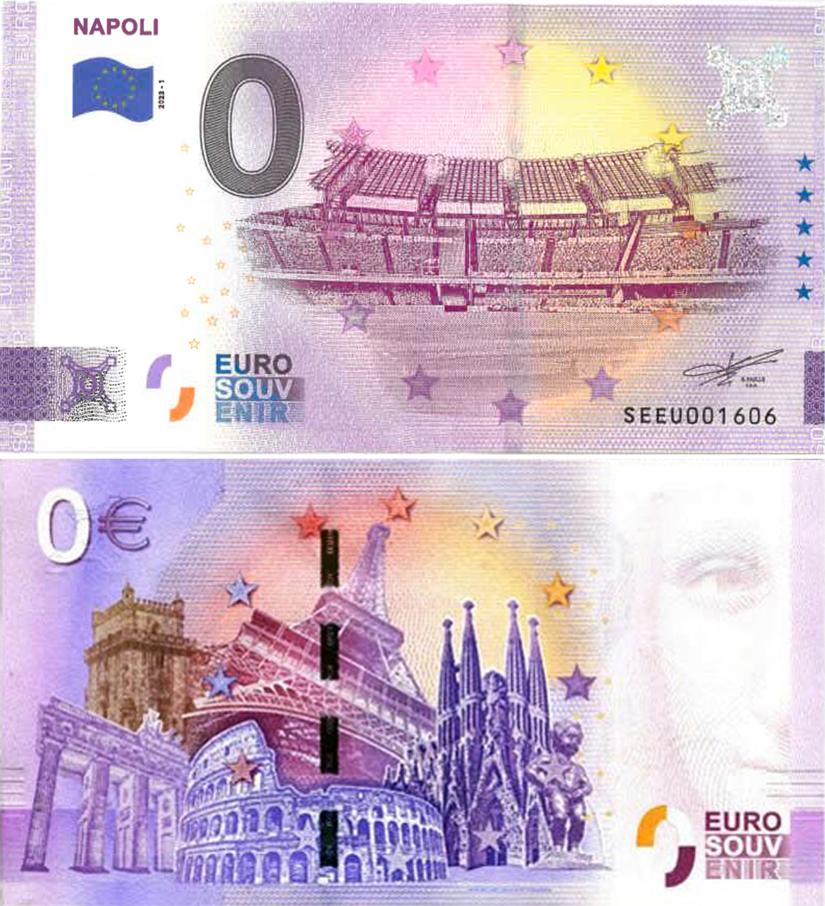 Banconota 0 Euro Napoli -  Italia - 2023 