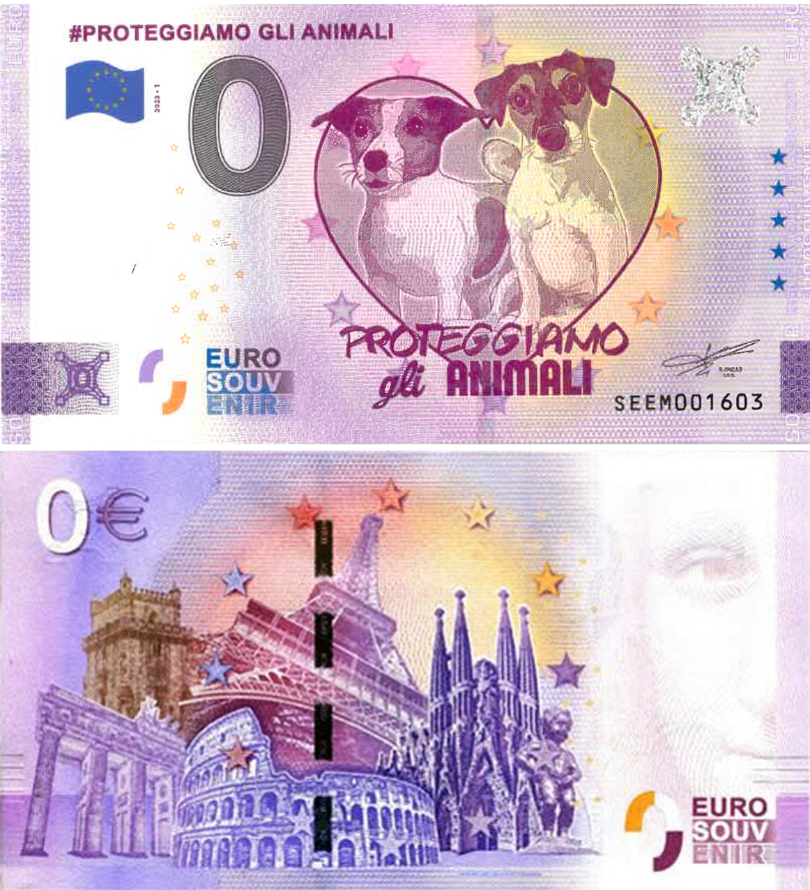 Banconota 0 Euro #Proteggiamo gli Animali -  Italia - 2023 
