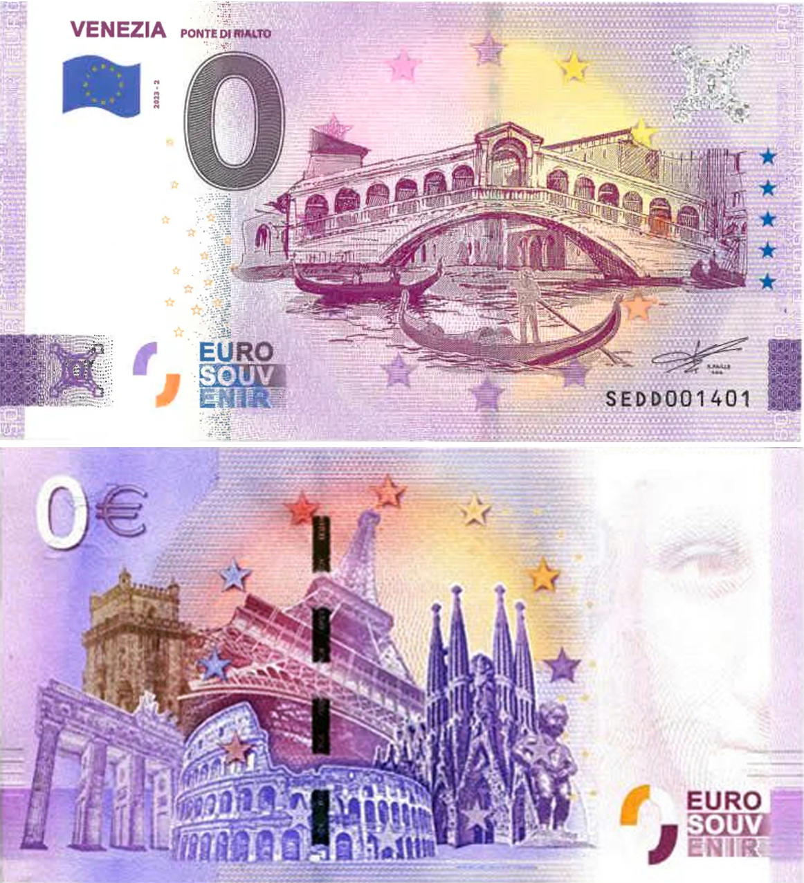 Banconota 0 Euro Venezia "Ponte di Rialto" -  Italia - 2023 