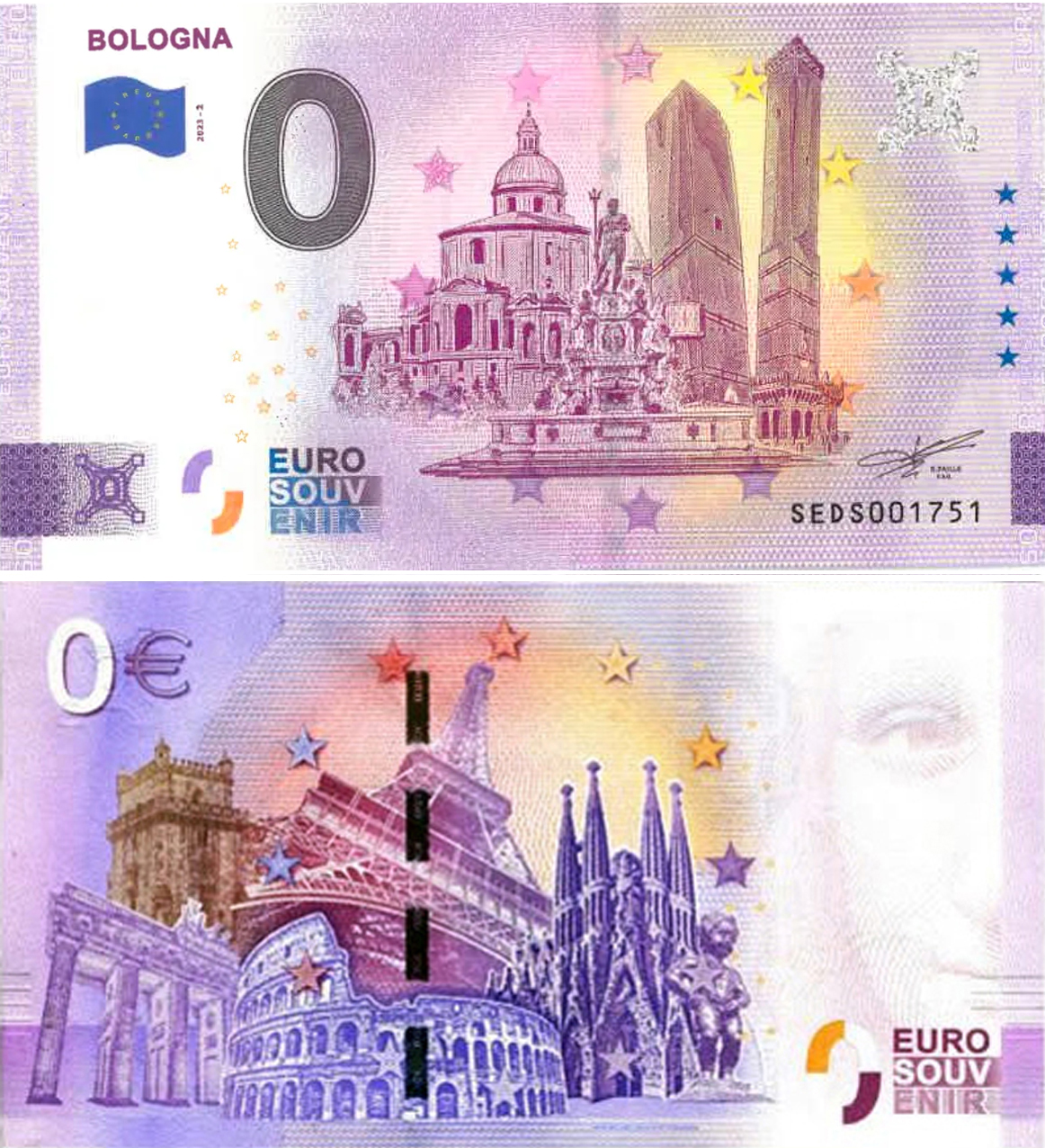 Banconota 0 Euro Bologna -  Italia - 2023 