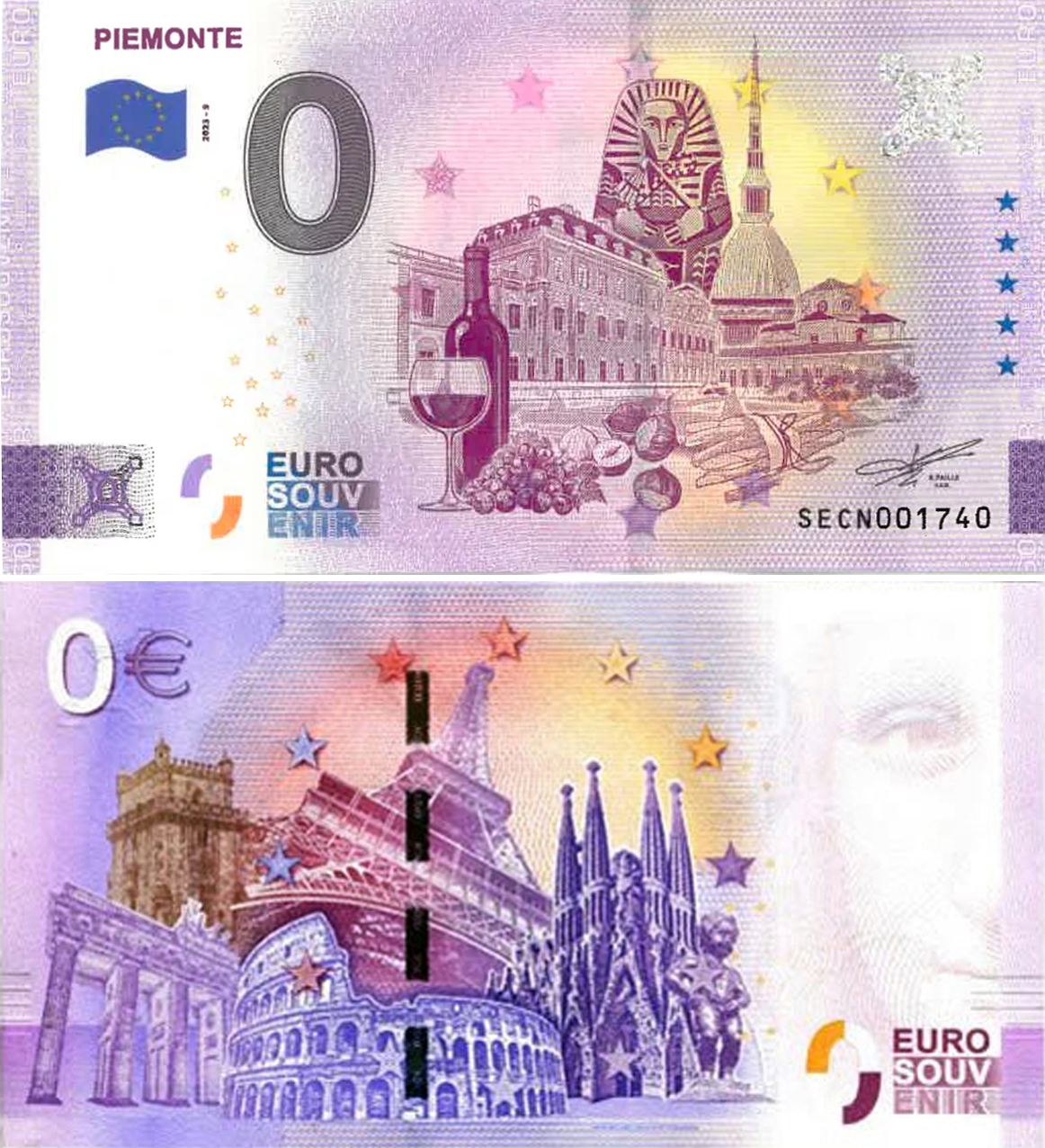 Banconota 0 Euro Piemonte -  Italia - 2023 