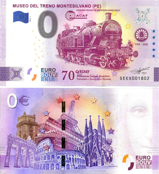 Banconota 0 Euro Museo del Treno Montesilvano (PE) -  Italia - 2023 