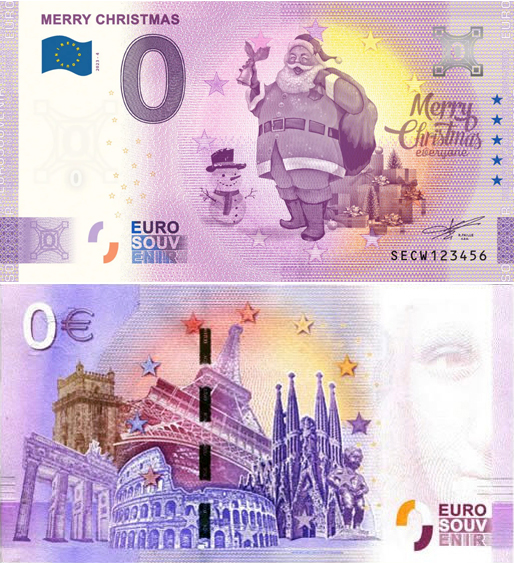 Banconota 0 Euro Merry Christmas -  Italia - 2023 