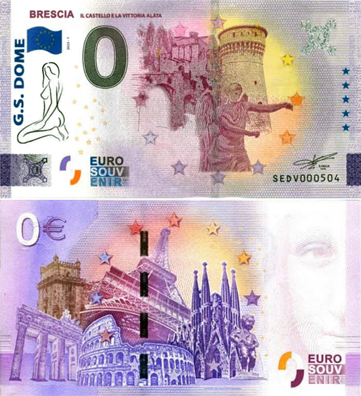 Banconota 0 Euro Squadra di Calcio GS DOME - Sirmione del Garda -  Italia - 2023 