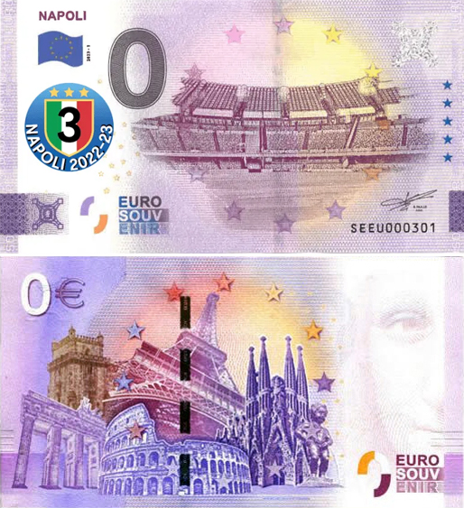 Banconota 0 Euro Napoli Scudetto -  Italia - 2023 