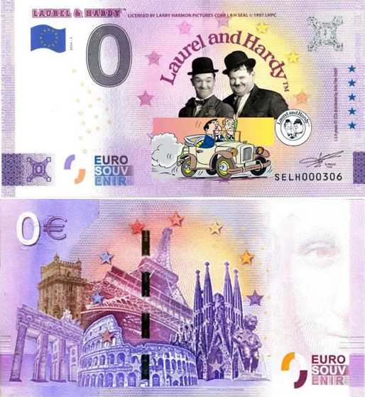 Banconota 0 Euro Laurel & Hardy (COLORATA) -  Italia - 2024 