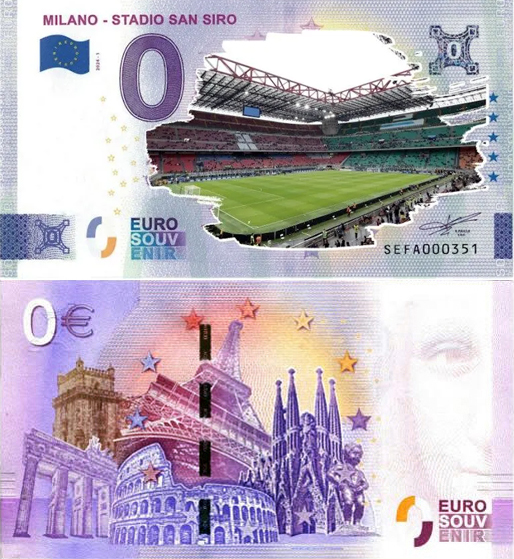 Banconota 0 Euro Milano - Stadio San Siro (COLORATA) -  Italia - 2024 