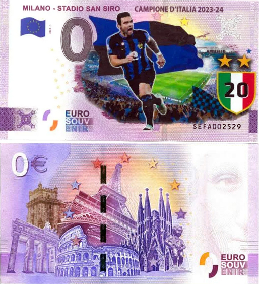 Banconota 0 Euro Milano - Stadio San Siro - Inter Campione d'Italia 2023/24 -  Italia - 2024 