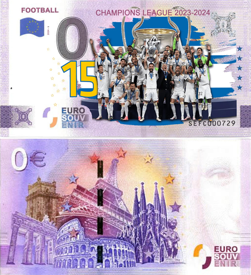 Banconota 0 Euro Football - Real Madrid Campione Champions League 2023/24 -  Italia - 2024 