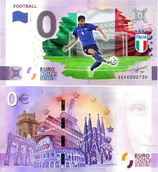 Banconota 0 Euro Football - Italia Nazionale Europei 2024 -  Italia - 2024 