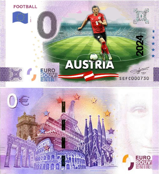 Banconota 0 Euro Football - Europei di Calcio 2024 - Austria -  Italia - 2024 