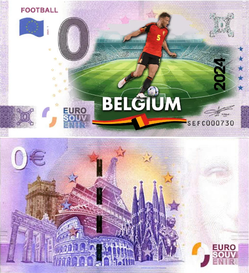 Banconota 0 Euro Football - Europei di Calcio 2024 - Belgio -  Italia - 2024 