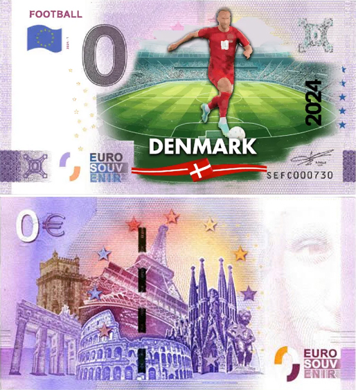 Banconota 0 Euro Football - Europei di Calcio 2024 - Danimarca -  Italia - 2024 