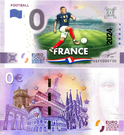 Banconota 0 Euro Football - Europei di Calcio 2024 - Francia -  Italia - 2024 