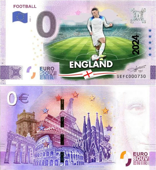 Banconota 0 Euro Football - Europei di Calcio 2024 - Inghilterra -  Italia - 2024 