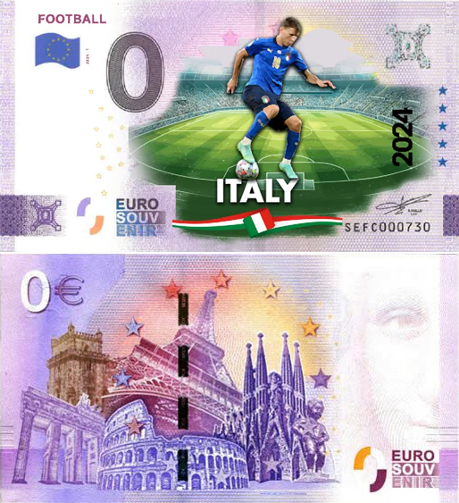 Banconota 0 Euro Football - Europei di Calcio 2024 - Italia -  Italia - 2024 