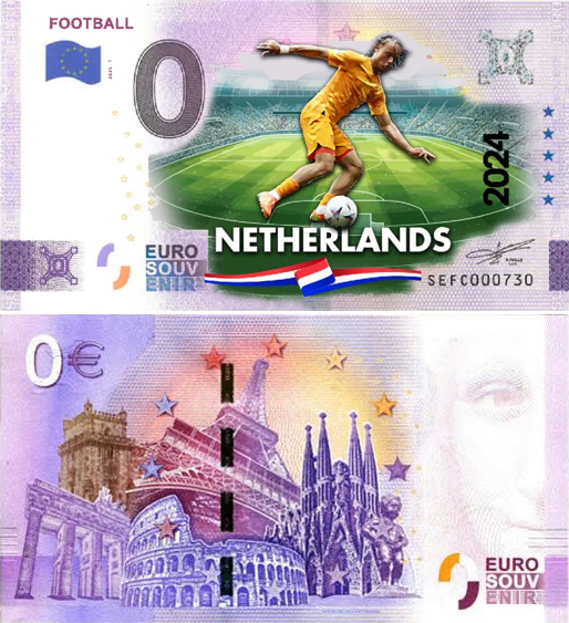 Banconota 0 Euro Football - Europei di Calcio 2024 - Olanda -  Italia - 2024 