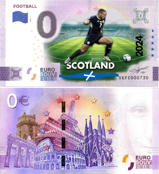 Banconota 0 Euro Football - Europei di Calcio 2024 - Scozia -  Italia - 2024 