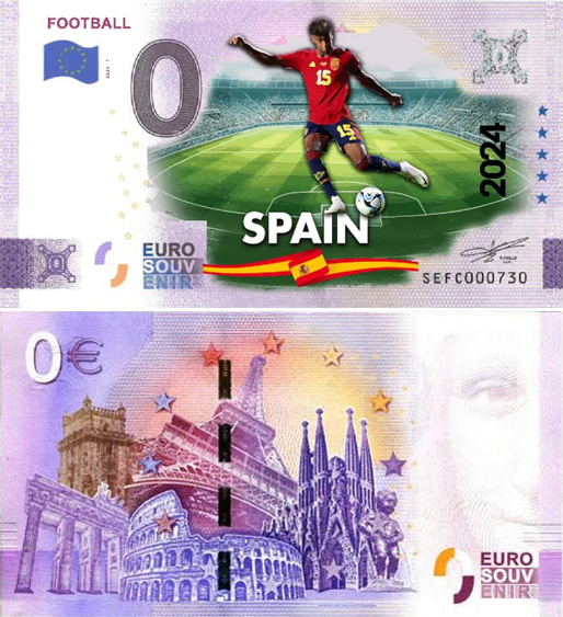 Banconota 0 Euro Football - Europei di Calcio 2024 - Spagna -  Italia - 2024 