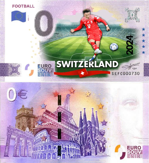 Banconota 0 Euro Football - Europei di Calcio 2024 - Svizzera -  Italia - 2024 