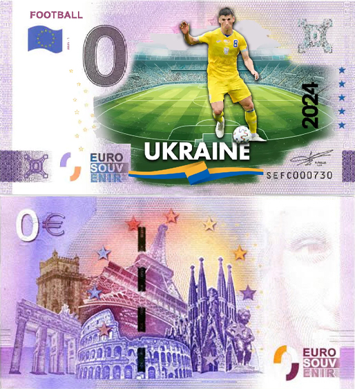 Banconota 0 Euro Football - Europei di Calcio 2024 - Ucraina -  Italia - 2024 