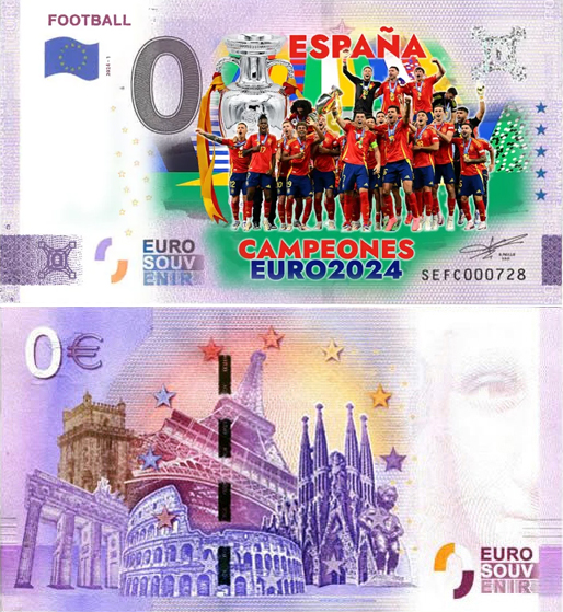 Banconota 0 Euro Football - Spagna Campione Europei 2024 - 1 -  Italia - 2024 