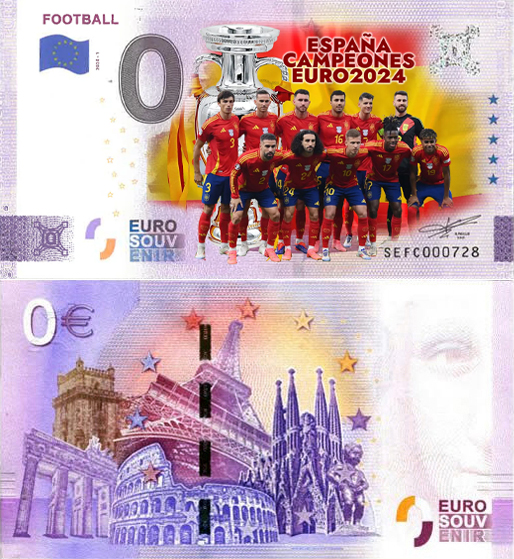 Banconota 0 Euro Football - Spagna Campione Europei 2024 - 2 -  Italia - 2024 