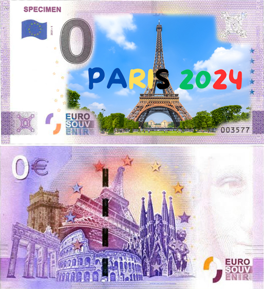 Banconota 0 Euro Specimen - Paris 2024 Olimpiadi - 1 -  Italia - 2024 