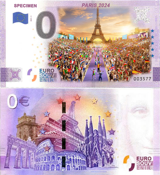 Banconota 0 Euro Specimen - Paris 2024 Olimpiadi - 2 -  Italia - 2024 
