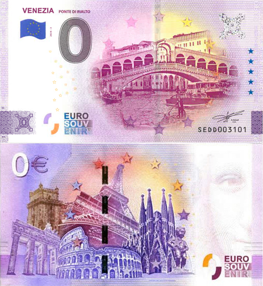 Banconota 0 Euro Venezia "Ponte di Rialto" -  Italia - 2024 