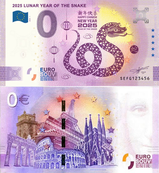 Banconota 0 Euro 2025 Lunar Year of the Snake -  Italia - 2024 
