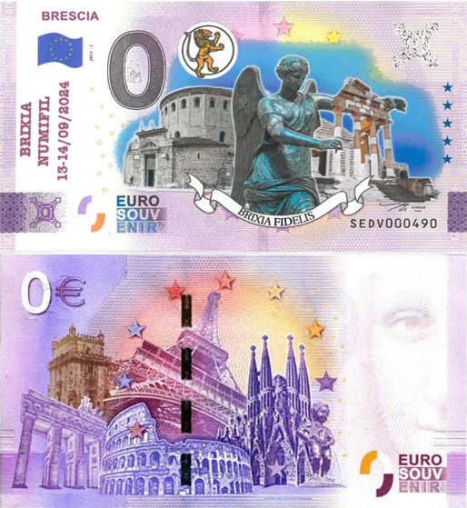 Banconota 0 Euro Brescia (BRIXIA NUMIFIL - COLORATA) -  Italia - 2024 